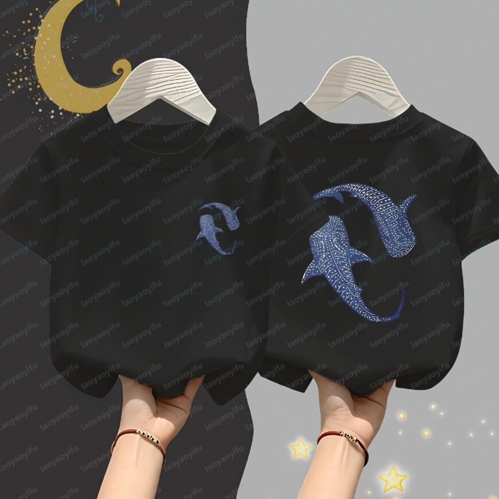 Stylish Whale Shark Graphic Children T-Shirts Funny Cute Summer Short-Sleeved Tees Boys and Girls Ocean Themed  Tshirt