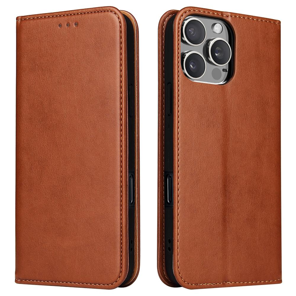 FIERRE SHANN For iPhone 16 Pro Max Case PU Leather Flip Stand Wallet Phone Cover