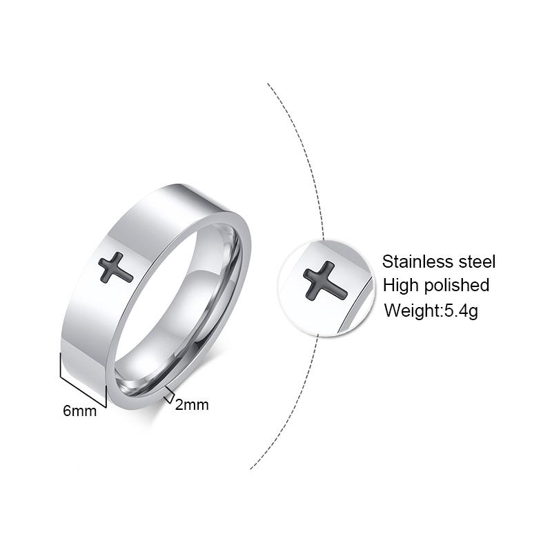 Stainless Steel Cross Ring for Mens Womens Christian Jesus Christ Lord Prayer Silver Color