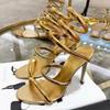 Luxury Designer High Heels Women Sexy Snake Twine Party Dress Shoes Ladies Stripper Shoes Open Toe Summer Sandals for Women