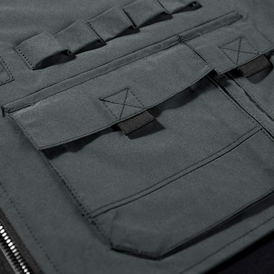 Camicia da uomo Decorazione con cerniera Fresca Tasche staccabili Stile giovane Tessuto morbido Scollo a O Ampia Hip Hop Stile Girocollo Top da uomo Abbigliamento maschile