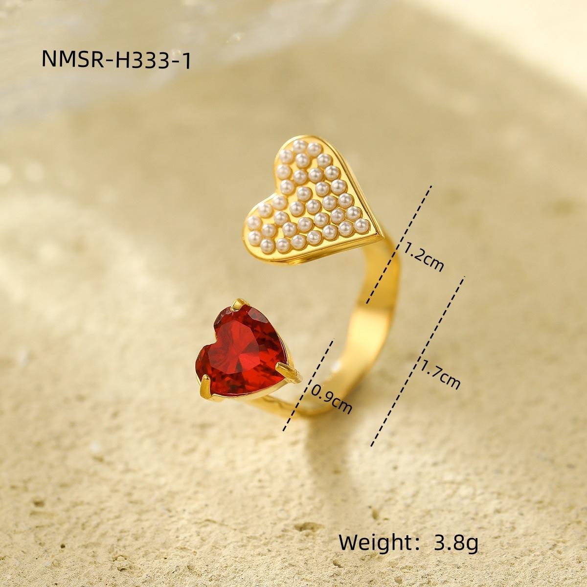 GEMCHIC Women s French Style Luxury Adjustable Open Ring Stainless Steel Double Layer Rhinestone Zircon Heart Butterfly Pearl Finger Rings