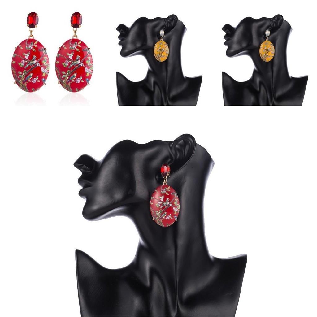 Alloy Geometric Contemporary Earrings Multicolor Oval Design Fashion Street