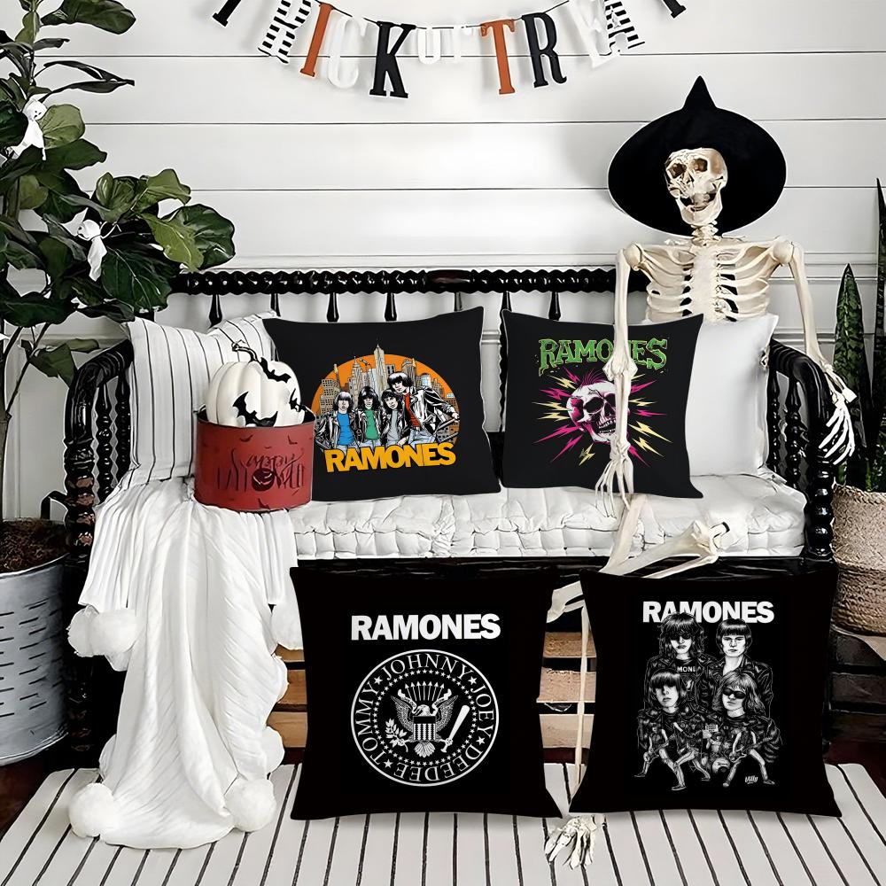 Punk Home Decor R-Ramones Pillow Case Silky Short Plush With Invisible Zipper Dustproof Sofa Cushion Cover For Home Decor