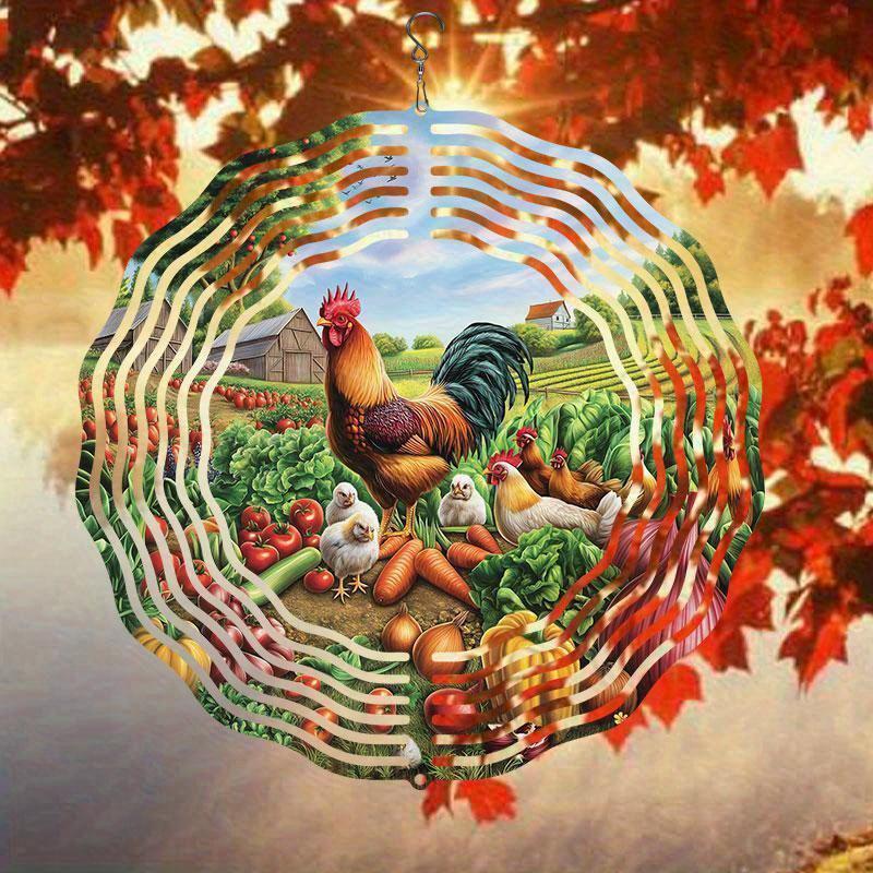 10-calowy wiszący wiatraczek z hakiem obracającym się o 360 stopni do dekoracji balkonu i ogrodu, dekoracja wiosenna i letnia na zewnątrz, metalowe dzwonki wietrzne do dekoracji domu