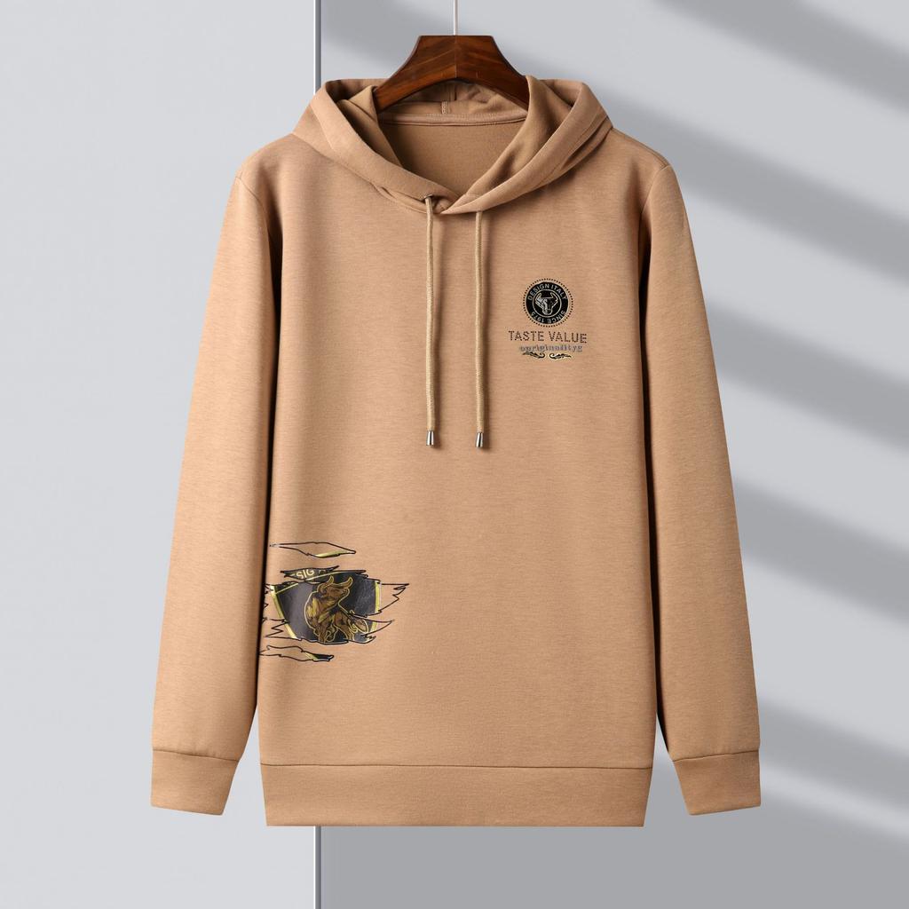 Long Sleeve with Hat Men's Autumn Hoodie New Printed Iron Drill Coat Men's Top