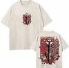 Washed Vintage Anime Attack On Titan Eren Jaeger Skeleton Graphic T Shirt Men Women Cartoon Manga Oversized Tshirts Streetwear