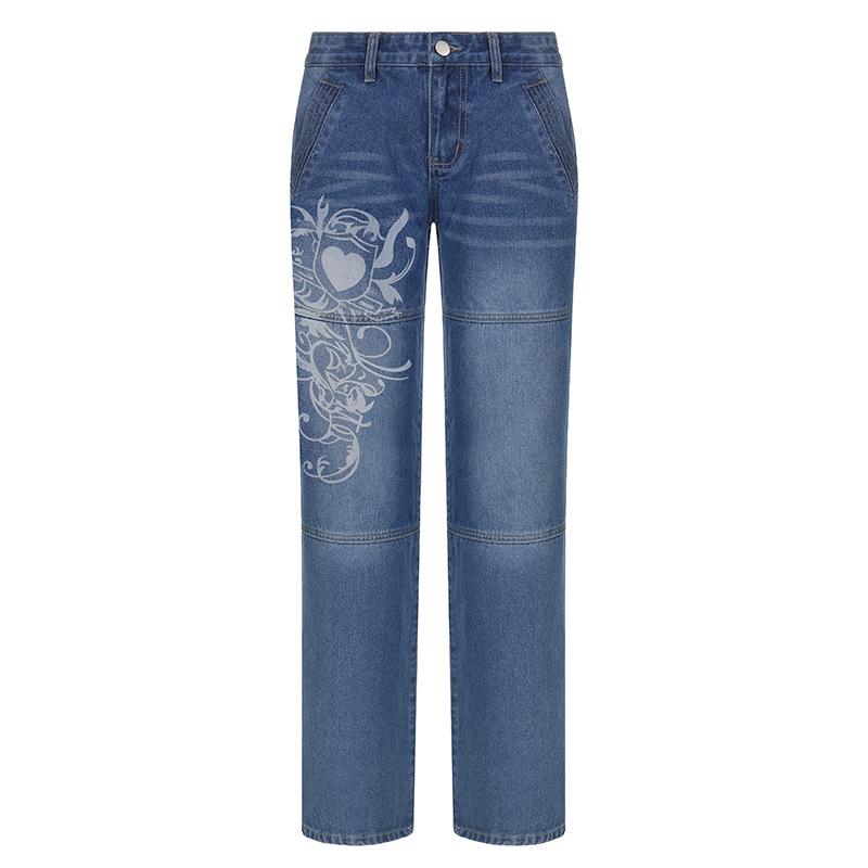 Trendy 2022 European & American Wide-Leg Printed Women's Jeans