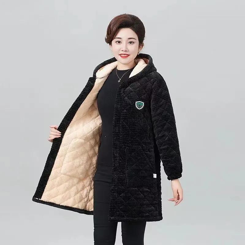 

Зимнее базовое женское пальто: Ветрозащитная Толстая Плюшевая Куртка для Дома с Капюшоном из Хлопка с Набивкой Женская Парка M чёрный