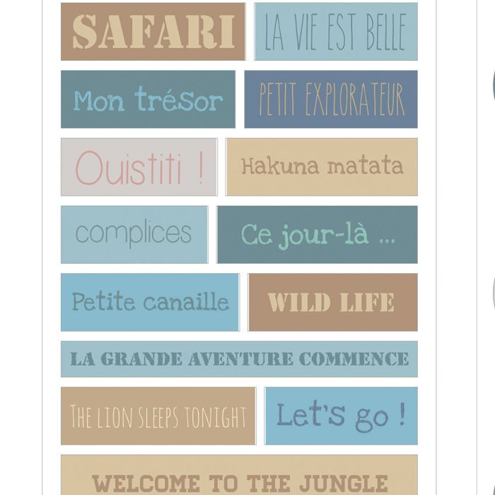3 plaquettes de stickers safari