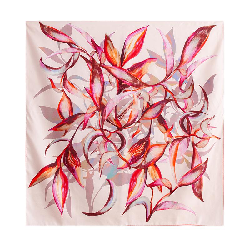 100% silk high-end women's new elegant oil painting large square scarf air conditioner shawl