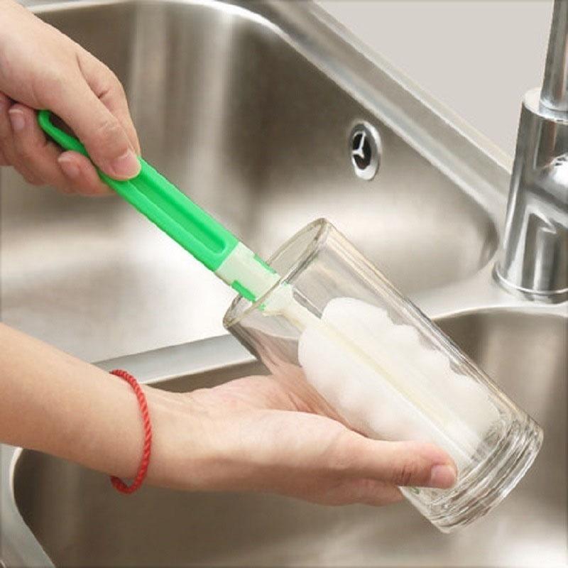 2 Pcs Sponge Baby Milk Feeding Bottle Brush Nipple Cleaning Cup Scrubber Washing Brushes Kitchen Cleaner Kitchen Tools