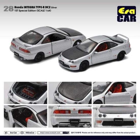 

EraCar scale ERA28F Honda INTEGRA DC2 Late Model Silver First Press Limited Edition and Hood 1/64 TYPE-R (Doors Opening)