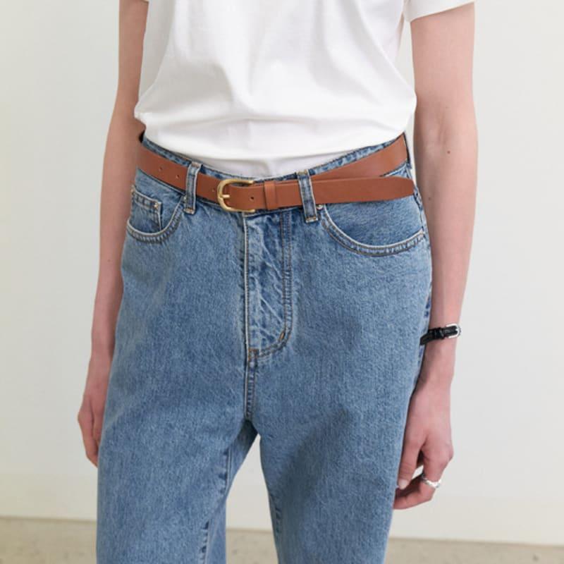 

STEP AROUND Italy leather plain belt_BROWN FREE