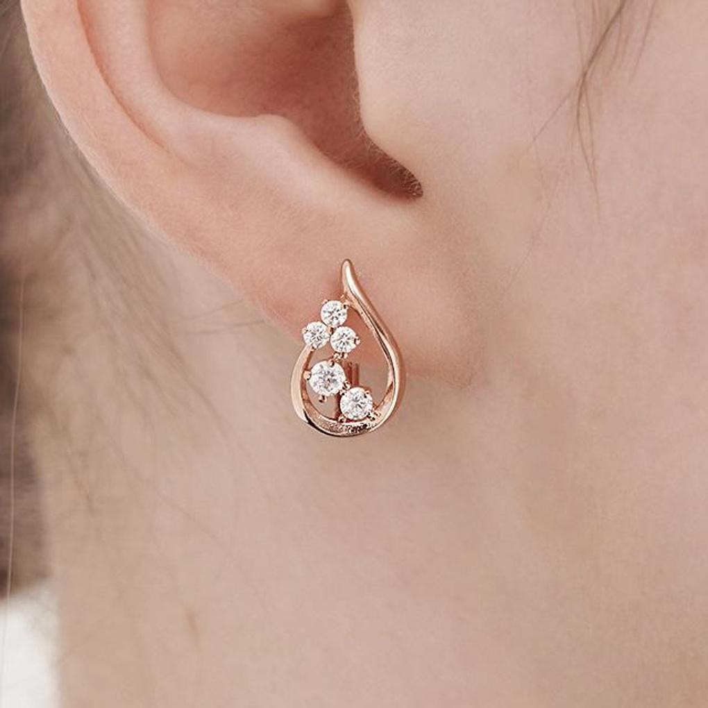 [ELLE Jewelry] 14K GF Water Drop One-Touch Cubic Earrings ELGPEE548