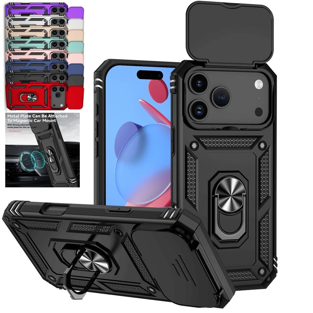 Magnetic Ring Shockproof Armor Stand Holder Case For iphone 17 Pro Max iphone17 Air 5G Slide Camera Protection Cover