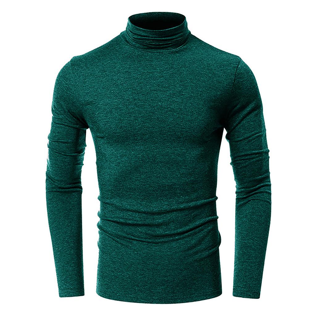 Men's Spring And  T-shirt Solid Color Long Sleeve Half High Collar Pullover