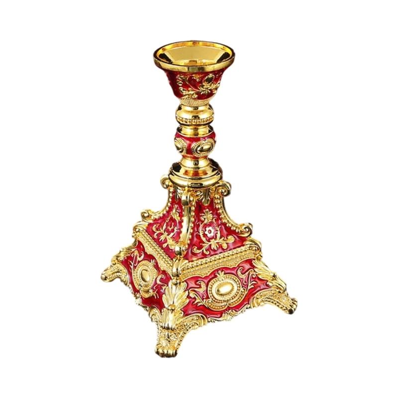 Zinc Alloy Taper Holders Elegant European Styles Metal Candlestick Stand Suitable For Family Gatherings