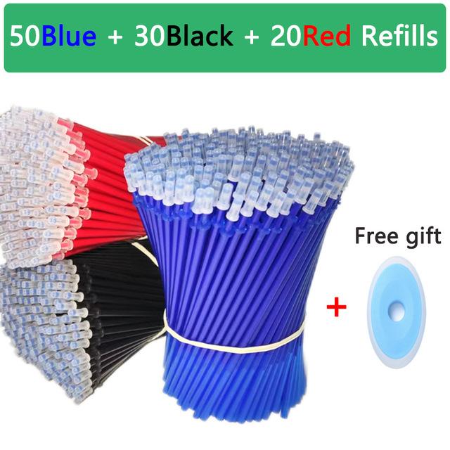 100 Pcs/set Erasable Gel Pen Refill Blue Black and Red Easy-to-erase Pen Refill Water Pen Quick-drying Erasable Pen Refill