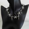 Punk Metal Thorn Rivet Choker Necklace For Men Woman Gothic Hip Hop Silver Color Clavicle Chain Necklace Jewelry Accessories