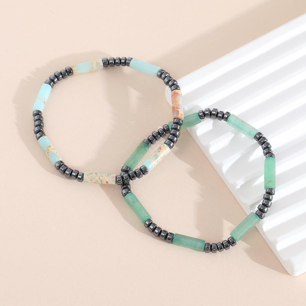 Unisex Hematite Bracelet Irregular Emperor Stone Beaded Jewelry Handmade Elastic Minimalist Energy Gift for Men Women