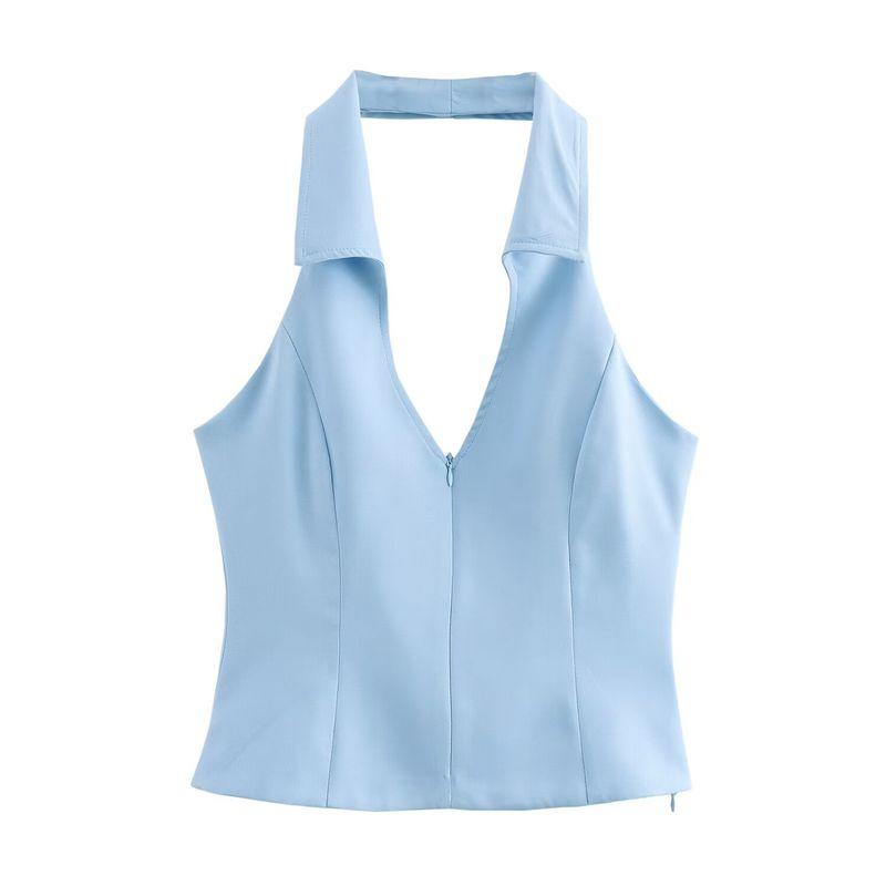 Spring and Summer New Women's Clothing Sexy Style Shirt Hanging Collar Tops 2796777 Low Waist Skirt Pants 3067407