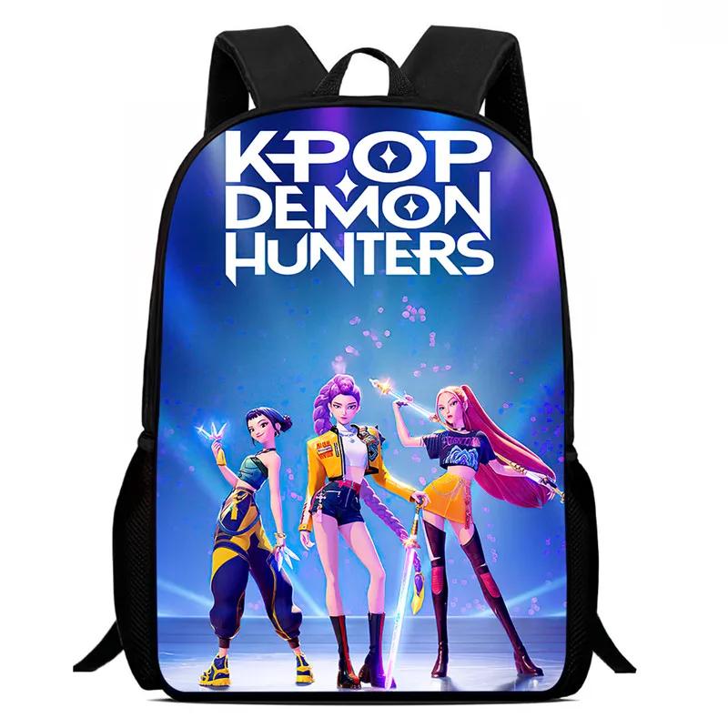Mochila Child School Backpack,Cartoon K-Po-P D-Emo-N Hu-Nt-Ers Child School Bags For Girl Boy,Durable &Light Weight Backpack
