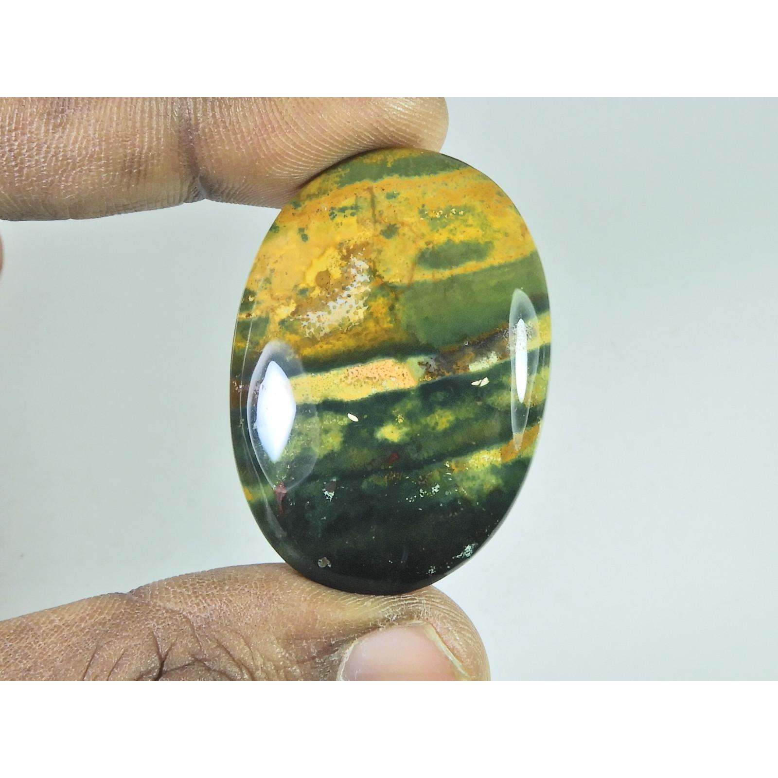 30X43X07MM Natural Ocean Jasper Oval Cabochon Loose Gemstone 74Cts. B-347