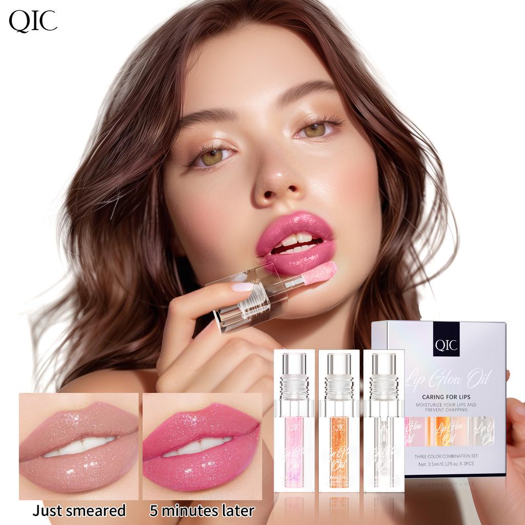 3PCS/SET Color Changing Lip Oil Moisturizing Lipstick Hydrating Lip Plump Hydrating and Transparent Lip Gloss Lip Oil Makeup