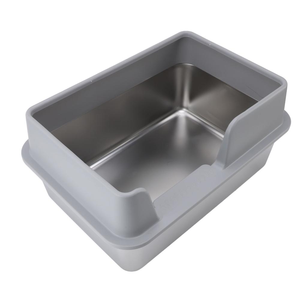 Stainless Steel Litter Pan Splash Proof Large Open Top High Side Litter Pan with Scoop
