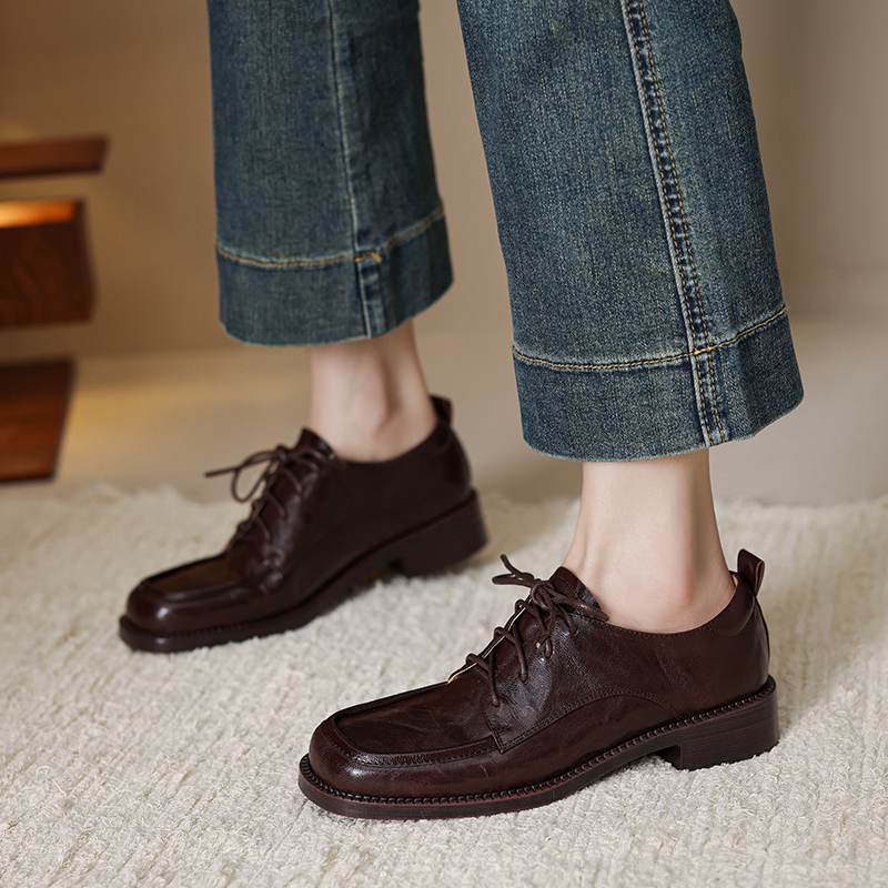 Krazing Pot Sheepskin Round Toe Size 42 Loafers Med Heels Lace Up Size 41 Rome Gladiator Autumn Pumps