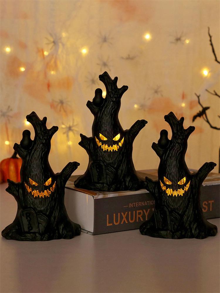 Halloween Led Glow Ghost Tree Light Home Decoration Candle Lamp Halloween Party Supplies Haunted House Horror Props Kids Gifts