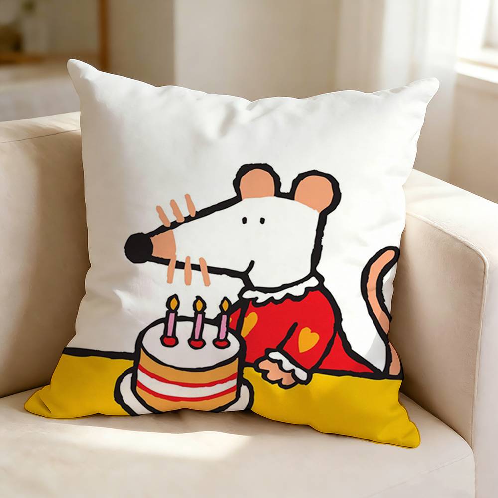 Animated cartoon M-Maisy Mouse Square Double-Sided printed Pillow Case Bedroom Bedside Pillow Sofa Cushion Cover