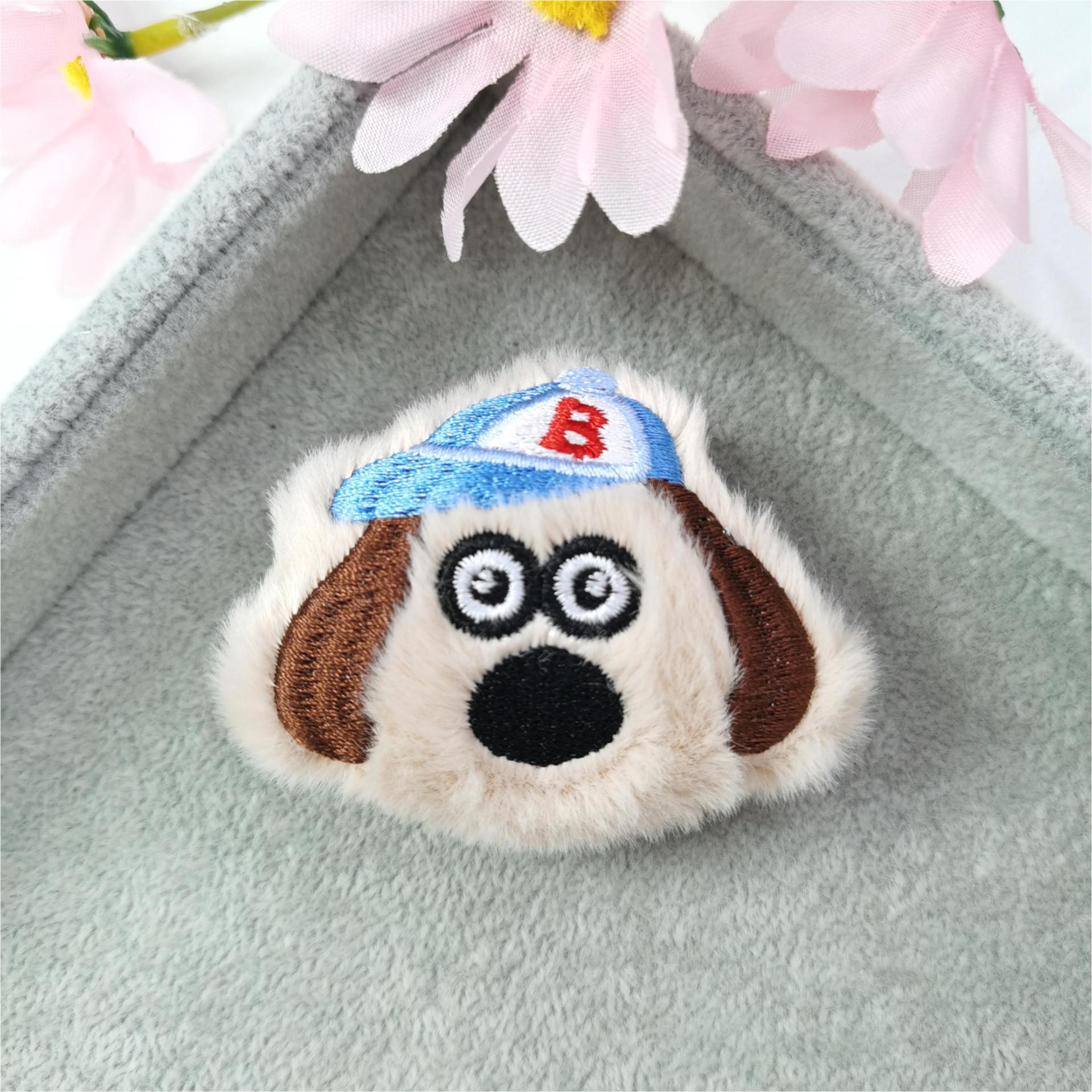Squeak Creative Dog Pendant & Plush Doll Hat Brooch Back Opening