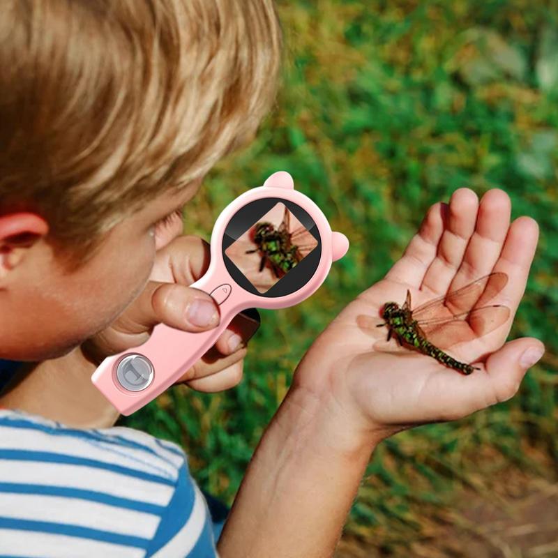 Portable Microscope For Kids 50X Portable Digital HD Magnifier Two Lens Multi-Functional Magnifying Glass Supports Photo And