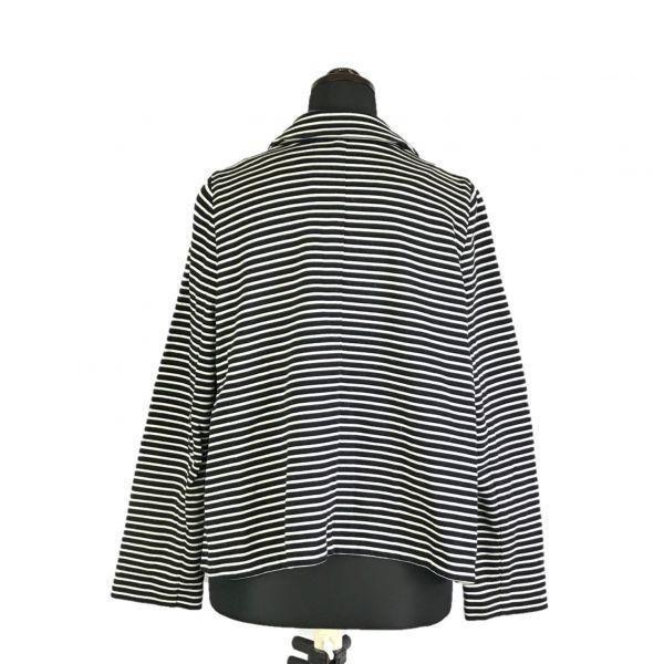 Mackintosh/Double-Breasted Jacket/Short Coat/Women’s M/38/Black×White/Border/Made in Japan(USED)