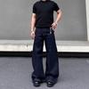 American retro scimitar jeans men's spring and autumn design sense straight micro-pull pants cleanfit wide-leg trousers