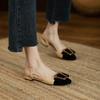 Xiaoxiangfeng 2025 new bag head sandals middle heel thick heel empty single shoes spring and summer French high heels