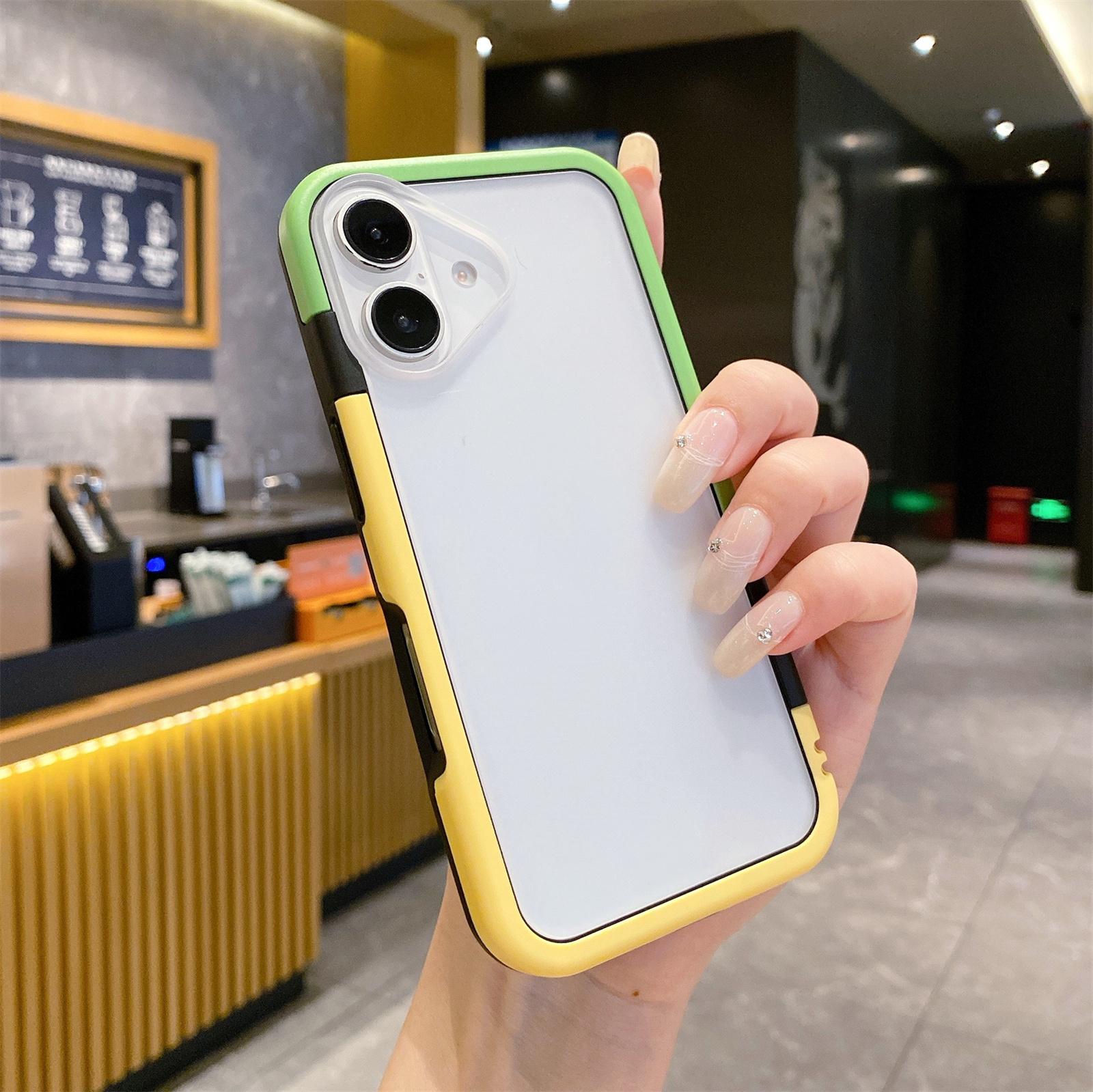 

For iPhone 16 Plus Case Detachable 2-in-1 TPU+PC Clear Phone Cover Yellow Green