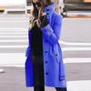 Plus Size Winter Woolen Coat High Collar Single Breasted Belted Jacket Long Sleeves Pure Color Thick Warm Dating Shopping Outerwear