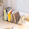 Acrylic Book End for Shelves 4 Compartments Book End Desk Book Stopper Magazine Stand Space Saving Book Organiser