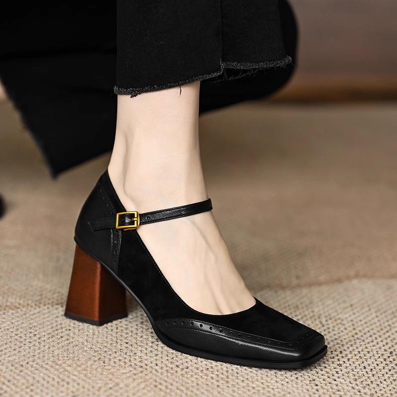 Fashion New Autumn and Winter Women's High Heels, Fashionable, Elegant and Simple Office Shoes, Comfortable Thick Heel Party Shoes
