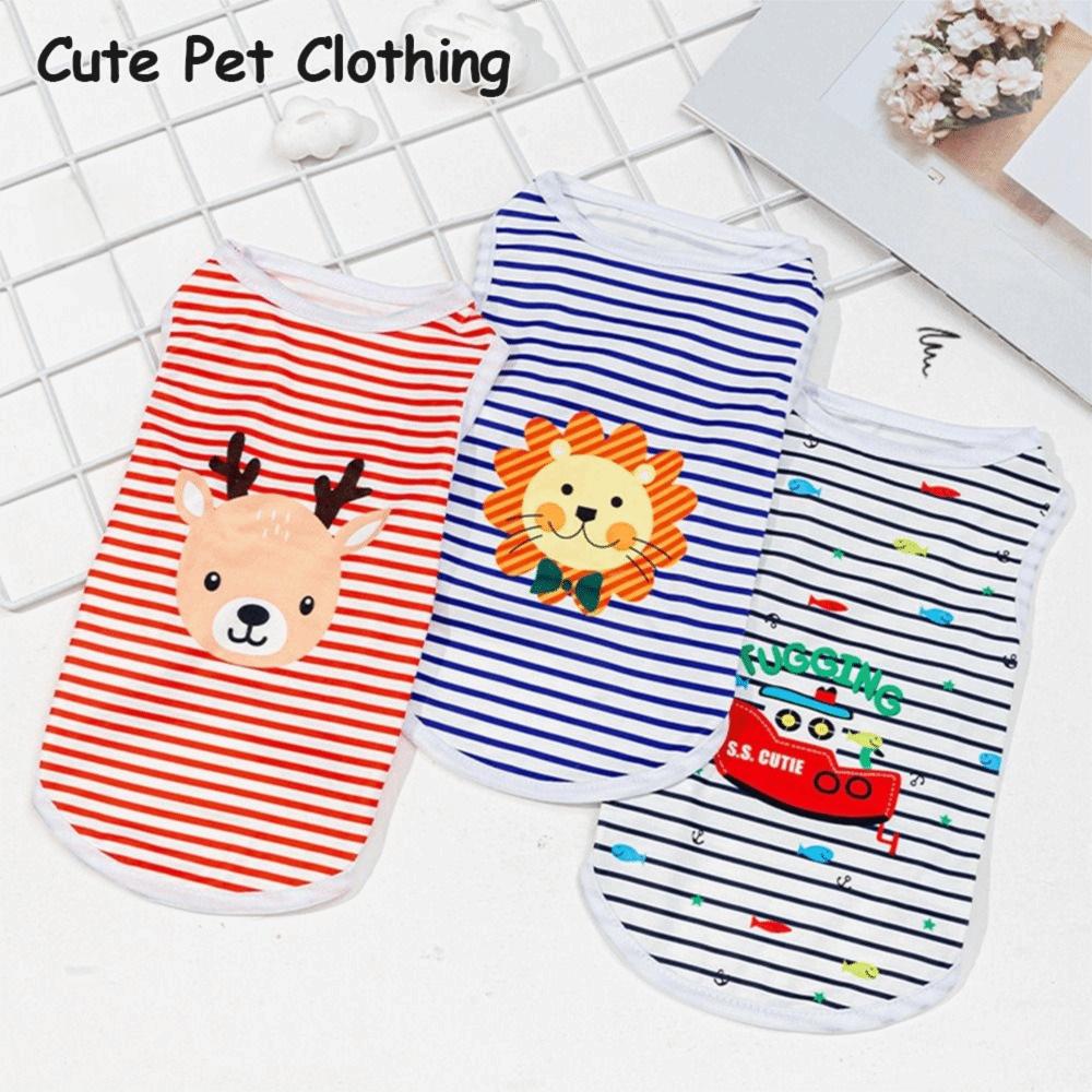 Cartoon Dog Clothes Soft Small Dogs Pullovers Cute Kitten T-shirts  for Small Medium Dog