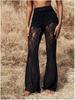 Pantalon Évasé Sexy Transparent en Dentelle Taille Haute Style Européen 2026 pour Femmes
