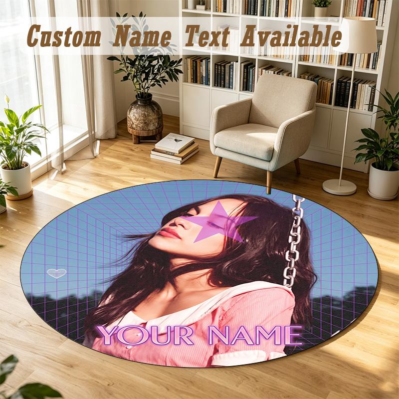 Round Rug Custom NameOlivia Rodrigo Pattern Non Slip Carpet Home Floor Decor