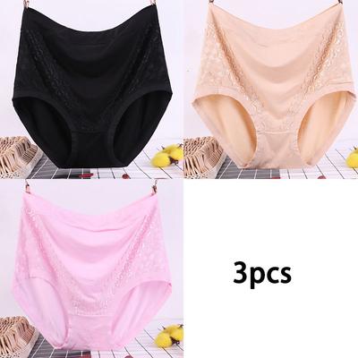 3PCS Plus Size High-Waist Panties for Middle-aged and Elderly Women Mothers - Ultra Comfortable Elastic Waistband Skin-Friendly Fabric