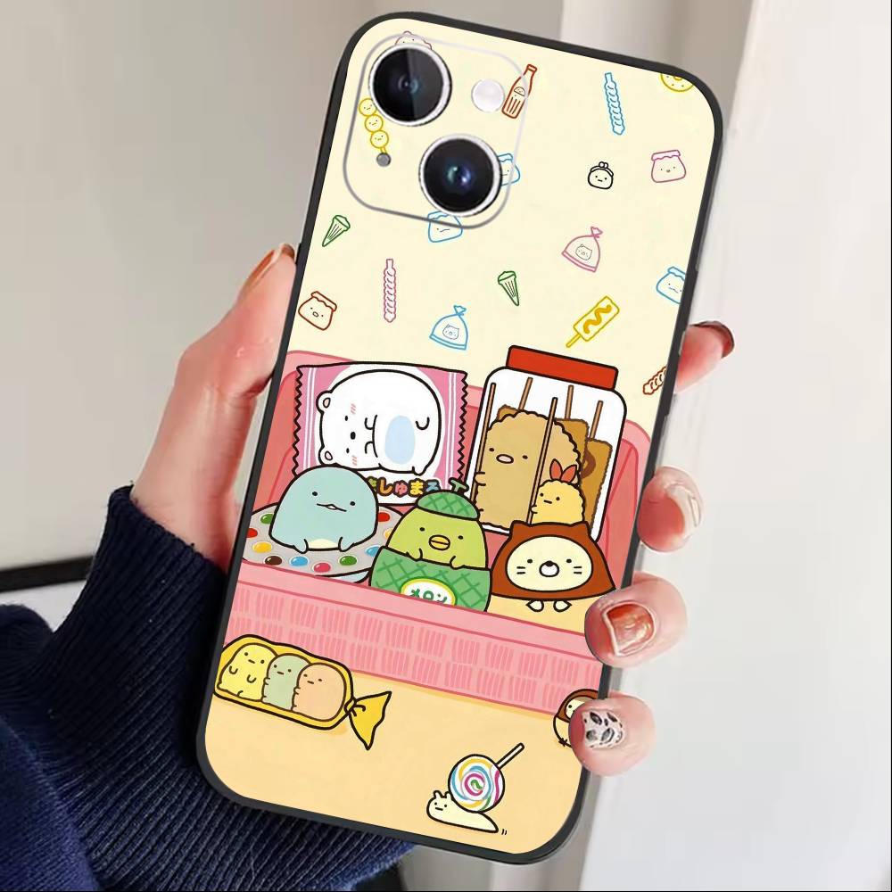 

Чехол для телефона F-Sumikko Gurashi Для iPhone17,16,15,14,13,12 Plus,Max Мягкий силиконовый черный чехол iPhone16