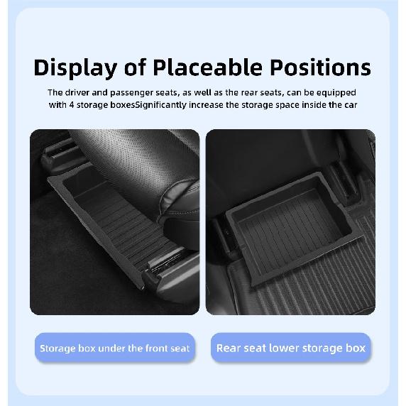 For Tesla Model X Under Seat Storage Box Car Interior Accessories Drawer Type Storage Organizer Lower Box Case 2023-2025