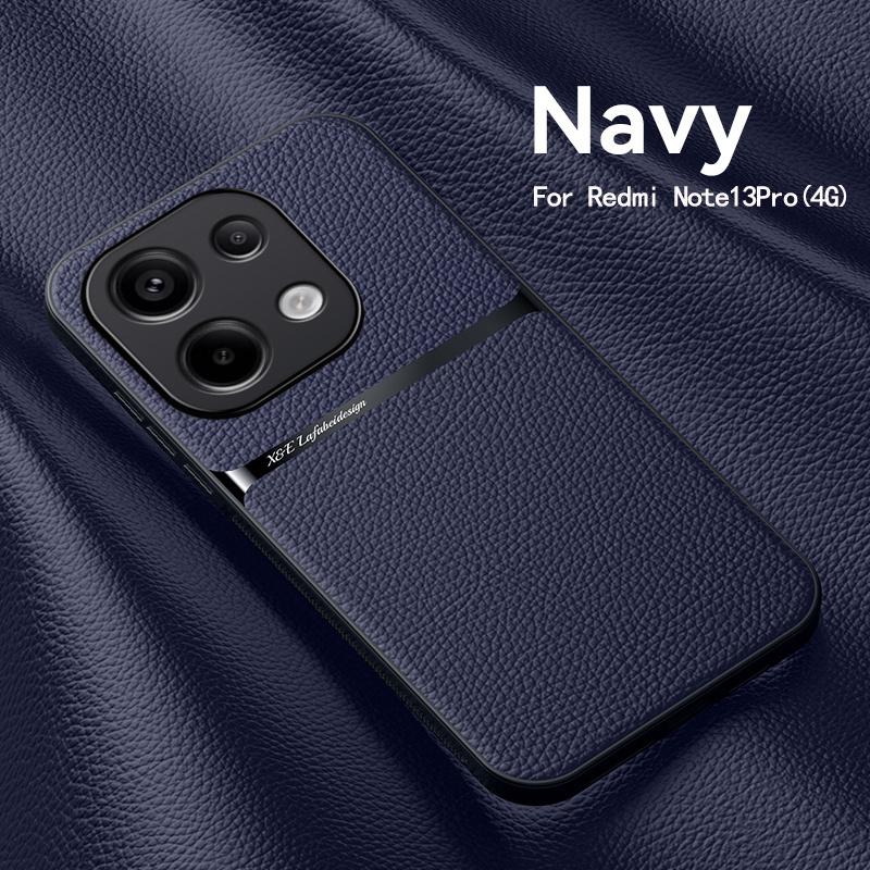 Leather Car Holder Magnetic Cover For Xiaomi Redmi Note 13 Pro 4G 5G Case Silicone Shockproof Coque Redmy Note13 Note13pro Plus