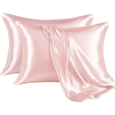 Fronha de Cetim Queen Size para Cabelo e Pele, Fronha de Cetim de Seda Pacote com 2, Conjunto de Fronhas com 2, Capa de Almofada Sedosa com Fechamento Envelope